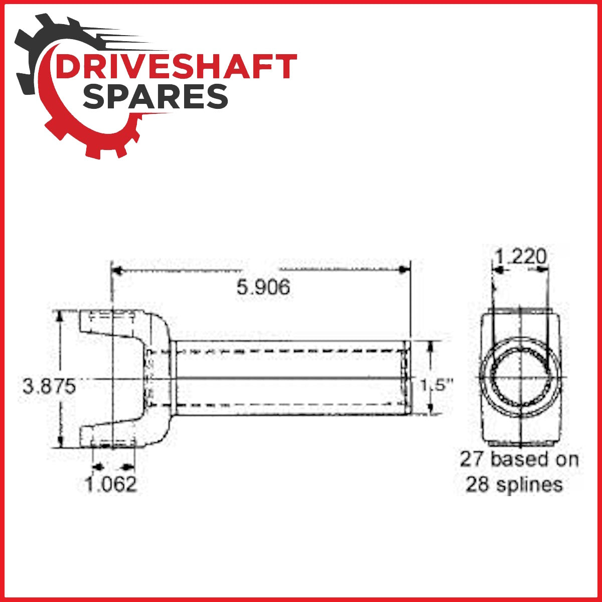 3-3-5981X Ford F250, F350 Transmission Slip Yoke 1410 series,1.391x30/31 spline - Image 3