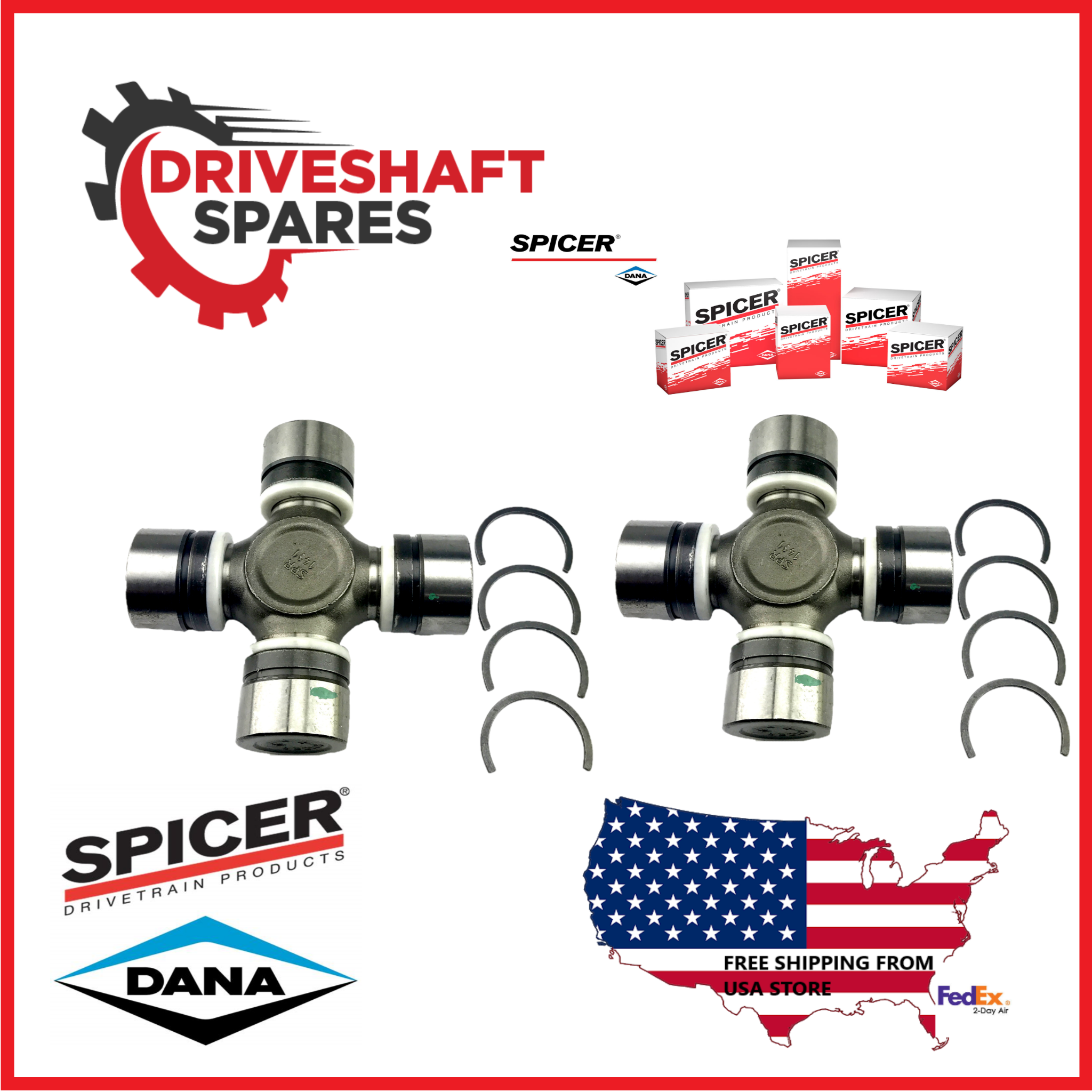 Axle u Joint 2007 - 18 Jeep JK Rubicon, 2013-2018 JK All 2 Spicer Life U-Joints