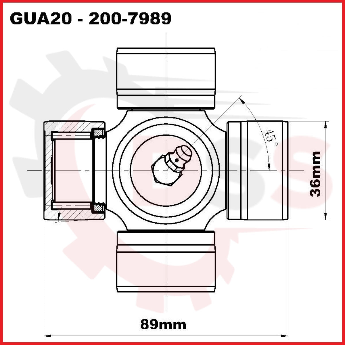 200-7989 WEASLER 36mm x 89mm Walterscheid 2500 Cross And Bearing Kit - Image 2
