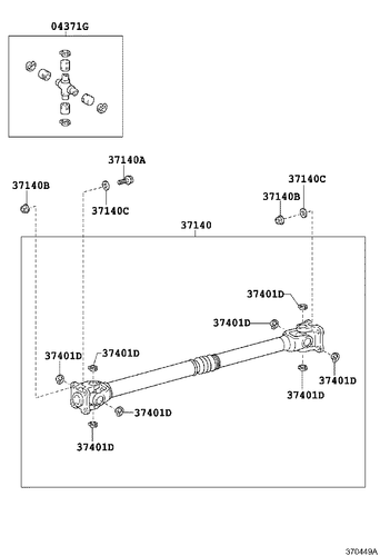 TOYOTA TACOMA Driveshaft 09/2004-2011 Front Shaft OE: 37140-04050 - Image 2