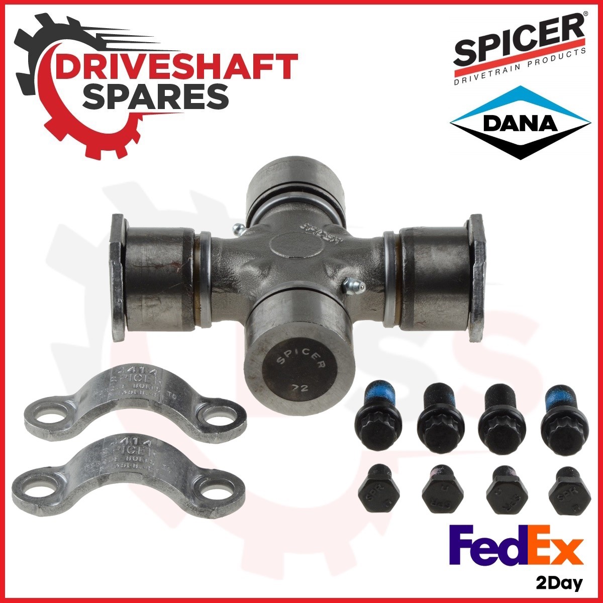 5-675X SPICER 1710 Half Round Combination U-Joint (476) INCLUDES STRAP KIT - Image 2