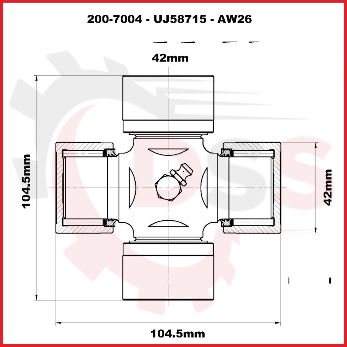 Weasler 200-7004 AW26 Series 42mm x 104.5mm Cross And Bearing Kit - Image 2