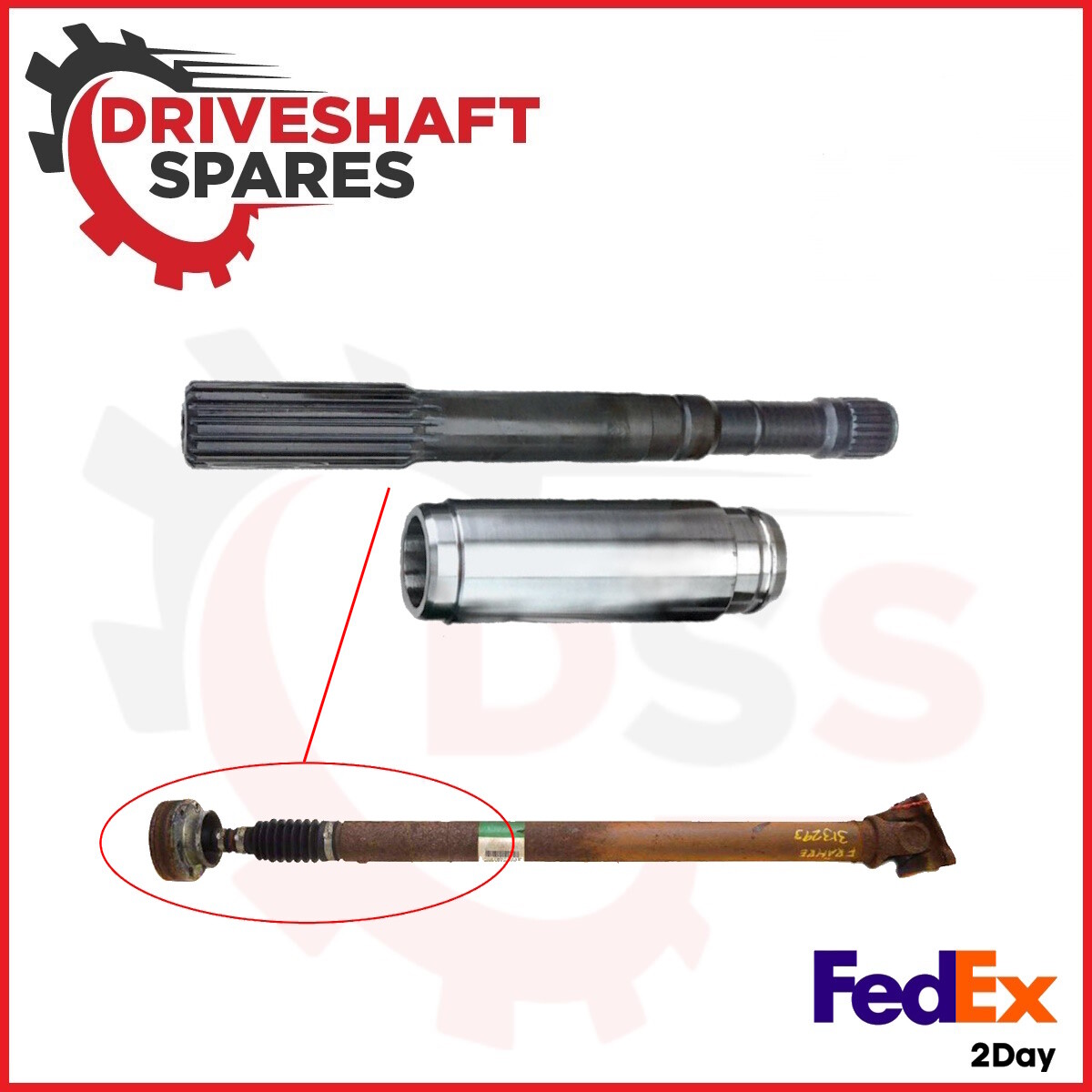 SJ1310ME, Driveshaft Slip Assembly for Jeep, CV Joint 2.000" x .083". - Image 2