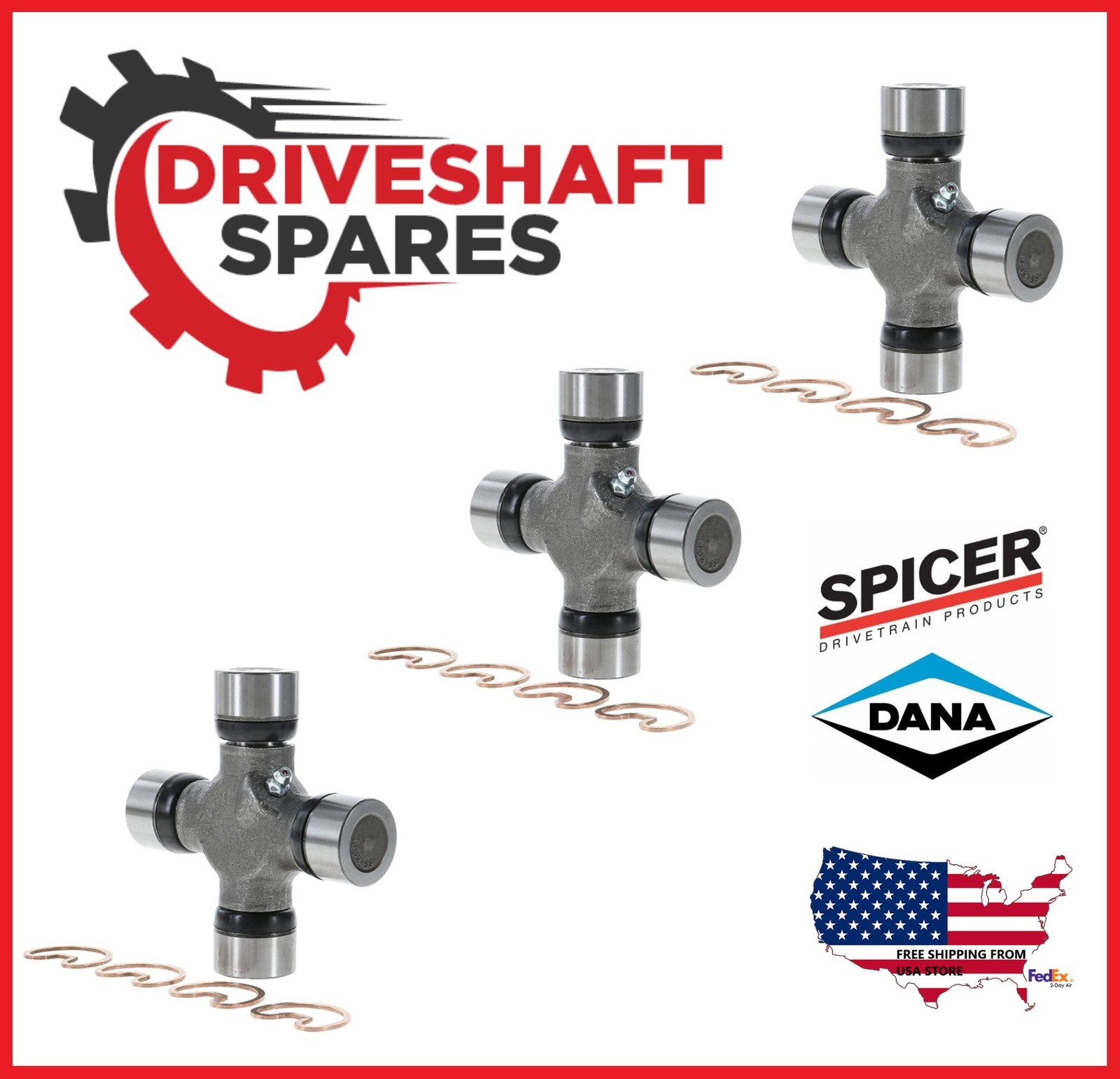 212258-1X, Center Bearing Titan Navara + 5-160X, SPICER U-Joint (X3) - 1410. - Image 2