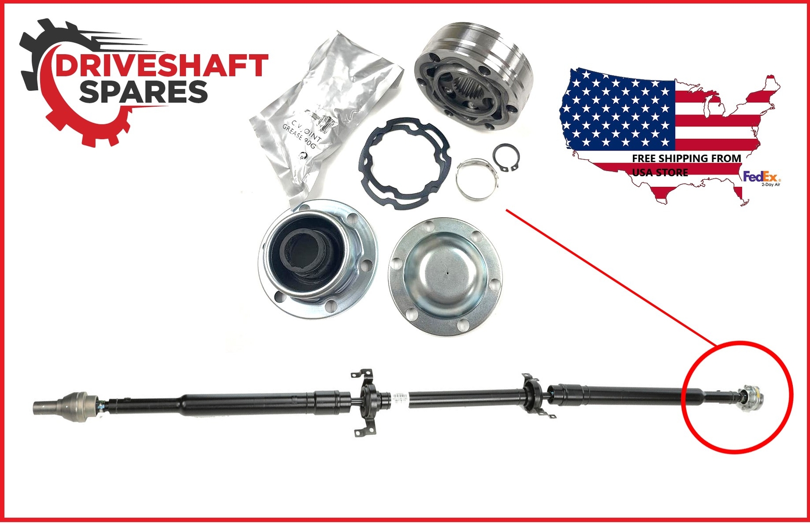 CVJ071 CV Joint & CVJO71SP Spline Stub for Rear Driveshaft fits Jeep Cherokee. - Image 4