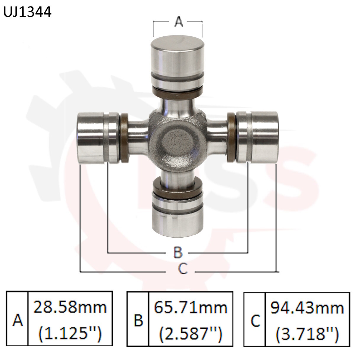 UJ1344 /12479126 AAM 3R Series Driveshaft Universal Joint (1.125 x 2.556) - Image 3