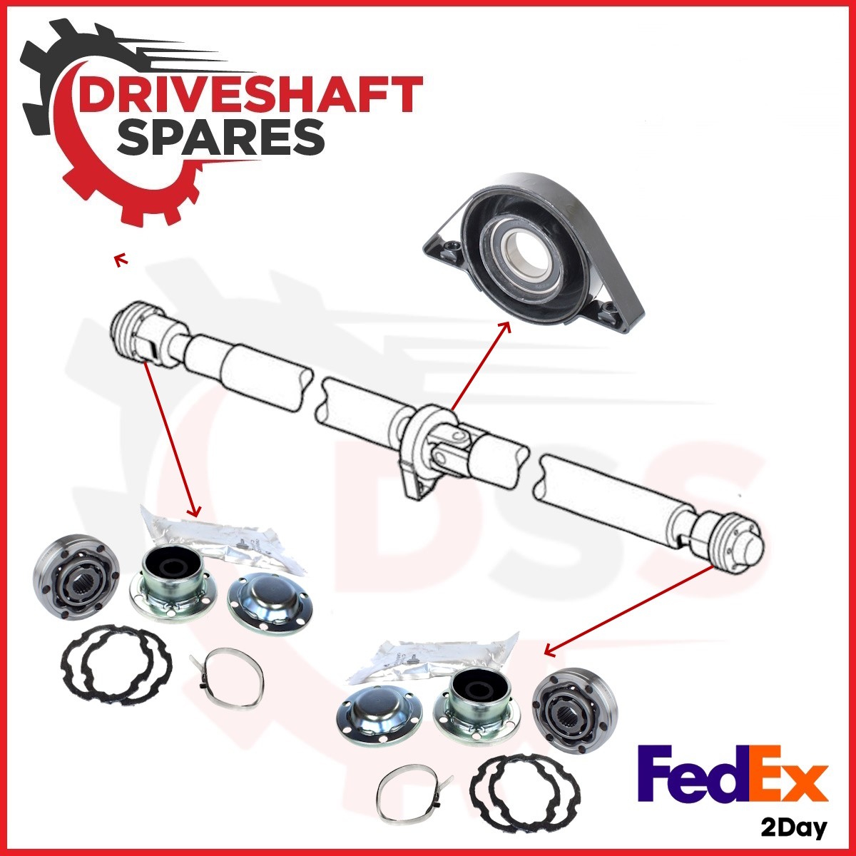 FORD ESCAPE Rear Driveshaft '13-'18 TWO CV Joints and Center Bearing KIT 946-175