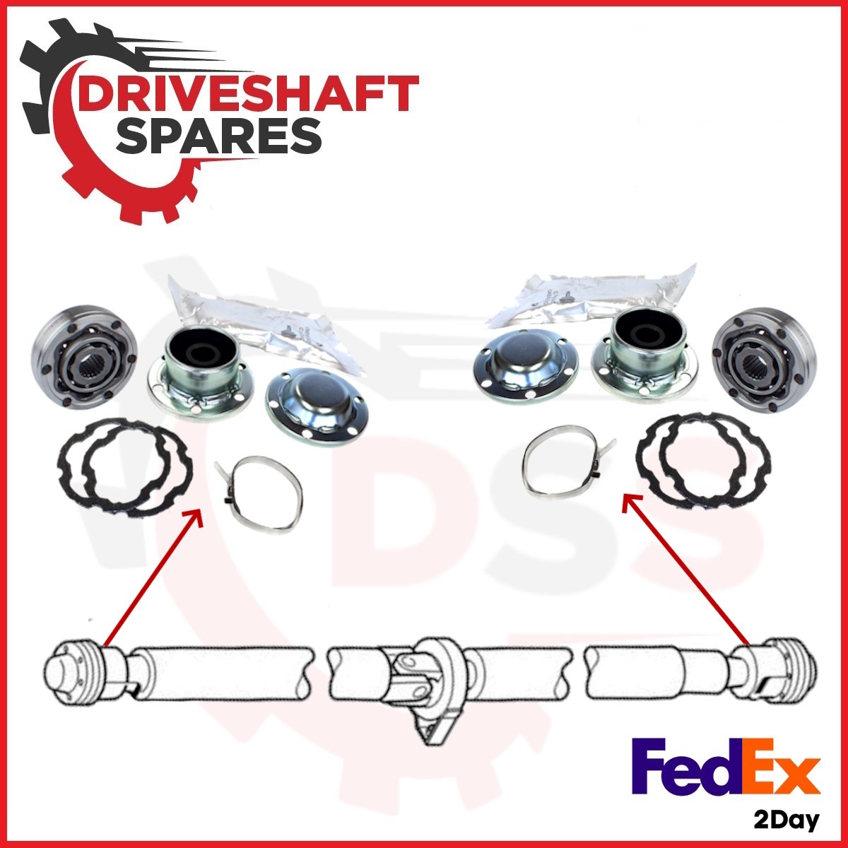 FORD ESCAPE Rear Driveshaft '13-'18 TWO CV Joints and Center Bearing KIT 946-175 - Image 3