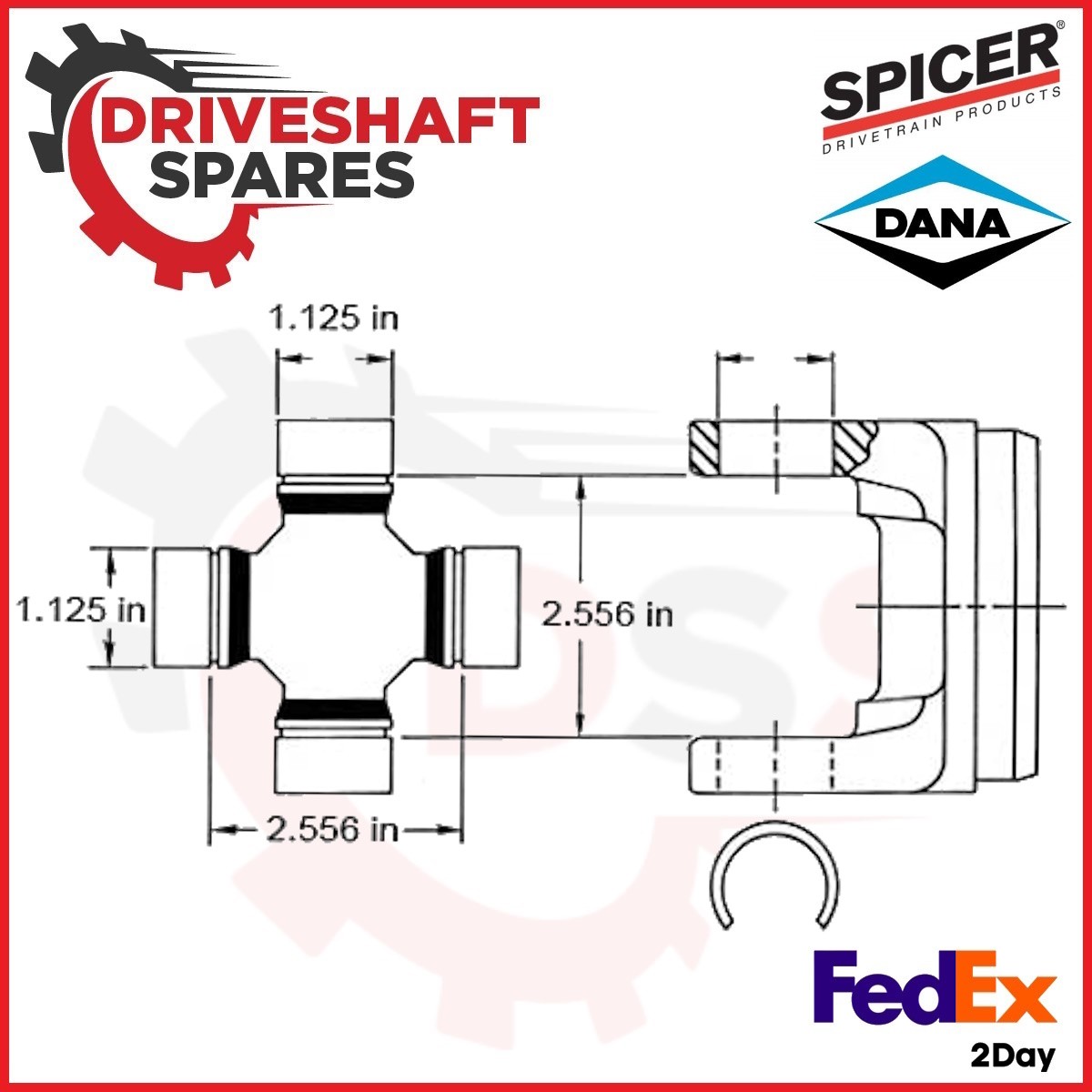 Genuine Spicer U-Joint 5-3147X Inside Snap Rings MECHANICS S44 Series Greaseable - Image 3
