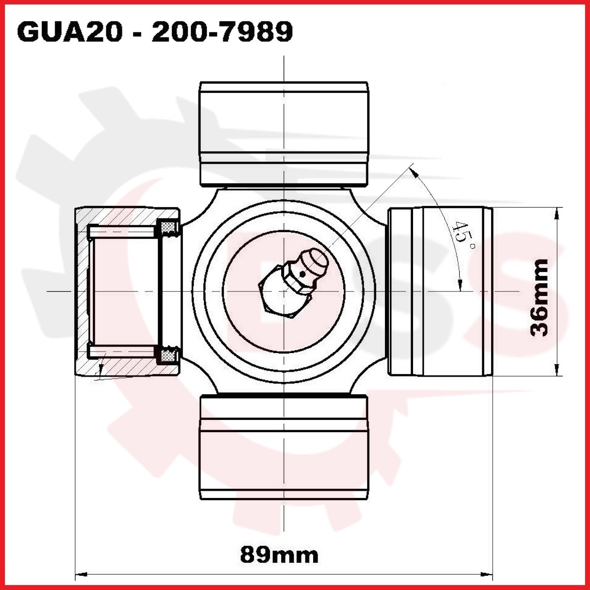 200-7989 WEASLER 36mm x 89mm Walterscheid 2500 Cross And Bearing Kit