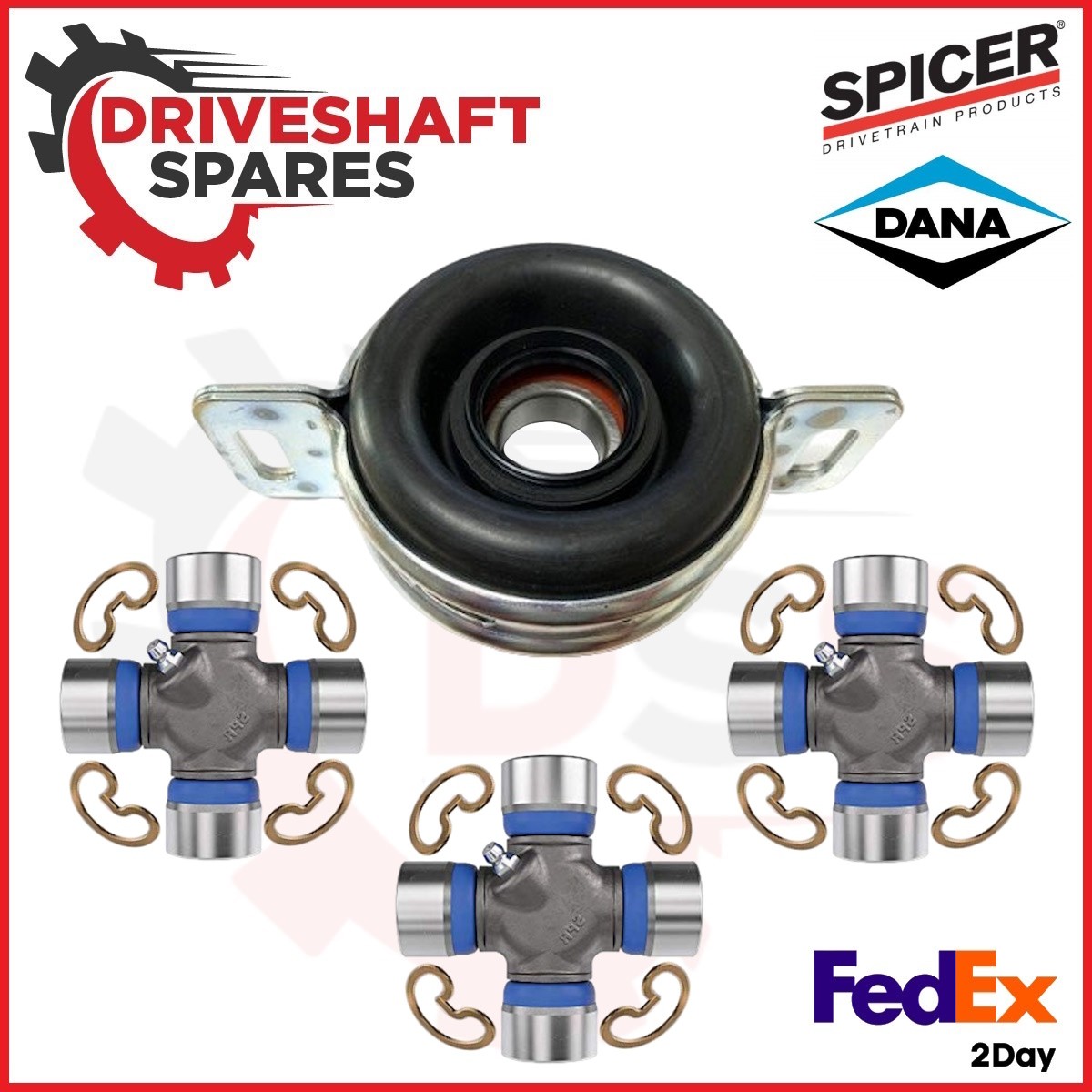 Toyota Tacoma 4WD 2016-2022 Center Bearing & 3X SPICER 5-178X Universal Joints