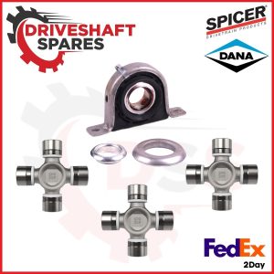 Ford Super Duty F250 F350 Rear Driveshaft SPICER Carrier Bearing and 3X U-Joints
